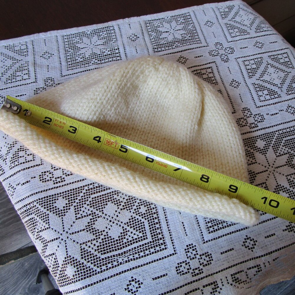 Beige knit round hat beanie. Small size for girl or youth.